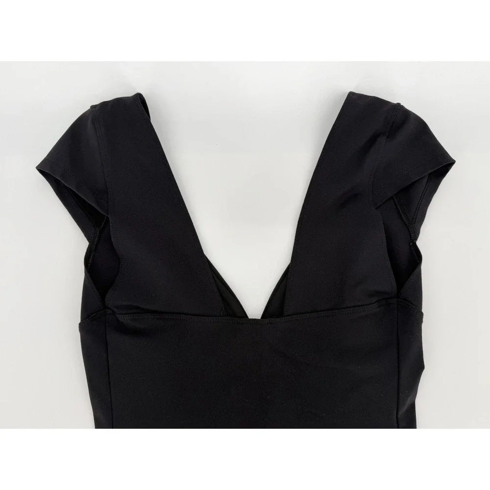 Intimately Free People Black Cap Sleeve Deep V-Neck Top OB1524278 Small